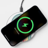 Retro stripe pastel rainbow script name wireless charger  (Phone)