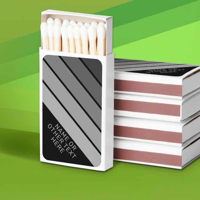 Retro Stripe Pattern Black Gray vintage vibe Matchboxes (Custom Matchbox with Matches)