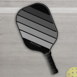 Retro Stripe Pattern Black Gray vintage vibe Pickleball Paddle<br><div class="desc">Add your name to this masculine design with bold stripes. A retro design with 70s inspired font and a minimal pattern. All colors can be changed. Create your own and change the colors to your favorite combination.</div>