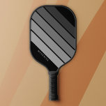 Retro Stripe Pattern Black Gray vintage vibe Pickleball Paddle<br><div class="desc">Add your name to this masculine design with bold stripes. A retro design with 70s inspired font and a minimal pattern. All colors can be changed. Create your own and change the colors to your favorite combination.</div>