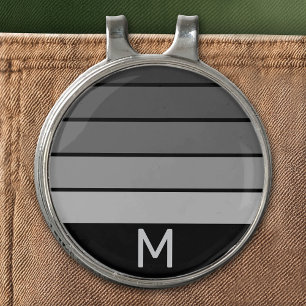 Retro Stripe Pattern Black Grey vintage vibe Golf Hat Clip