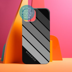 Retro Stripe Pattern Black Grey vintage vibe Iphone 18 Pro Case
