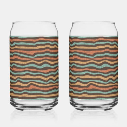 Retro stripe pattern can glass