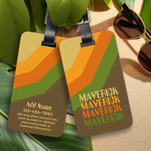 Retro Stripe Pattern Earthy Colors Repeating Name Luggage Tag