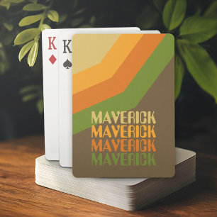 Retro Stripe Pattern Earthy Colors Repeating Name Poker Cards