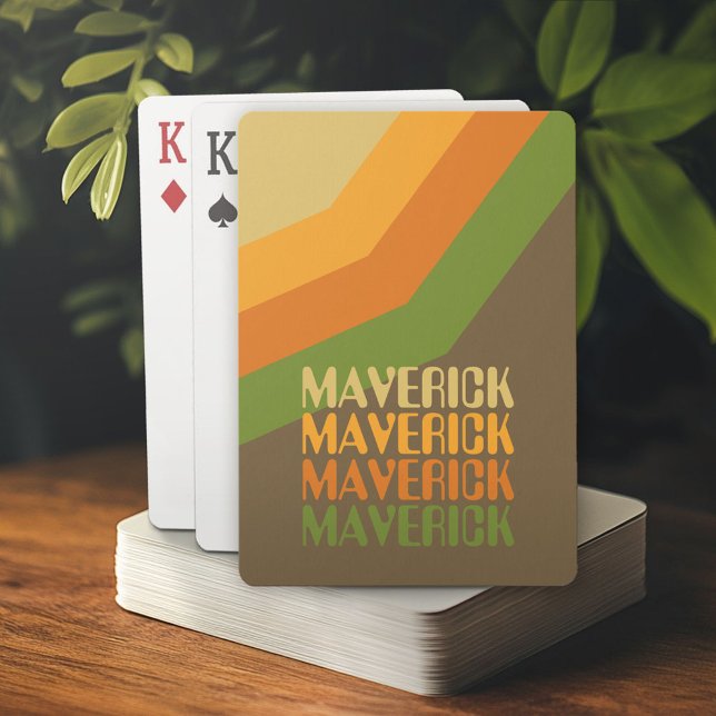 Retro Stripe Pattern Earthy Colors Repeating Name Poker Cards (Custom Playing Cards)