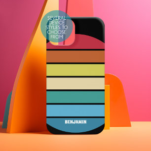 Retro Stripe Pattern Rainbow vintage vibe sunset Iphone 18 Pro Case