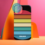 Retro Stripe Pattern Rainbow vintage vibe sunset Samsung Galaxy S22 Case<br><div class="desc">Add your name to this masculine design with bold stripes. A retro design with 70s inspired font and a minimal pattern. All colors can be changed. Create your own and change the colors to your favorite combination.</div>