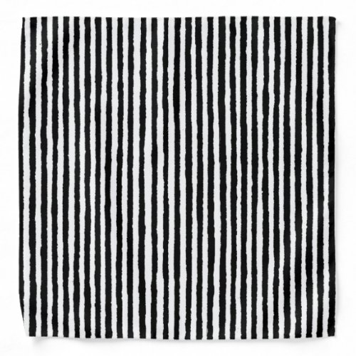 Retro Stripe Pattern Vertical Black and White BW Bandana