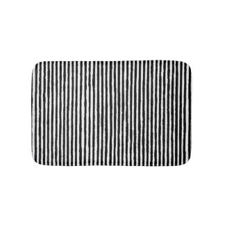 Retro Stripe Pattern Vertical Black and White BW Bath Mat