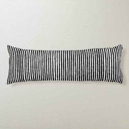 Retro Stripe Pattern Vertical Black and White BW Body Pillow