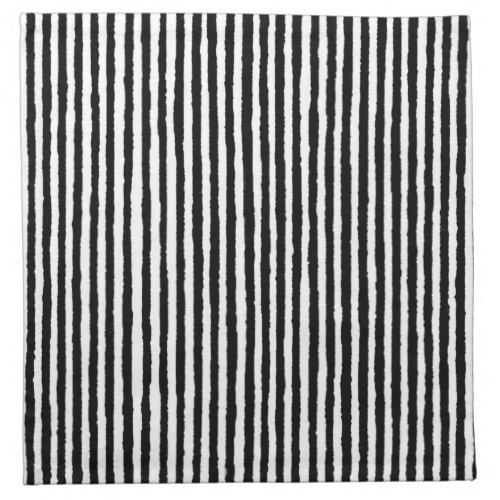 Retro Stripe Pattern Vertical Black and White BW Cloth Napkin