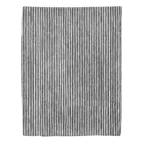 Retro Stripe Pattern Vertical Black and White BW Duvet Cover