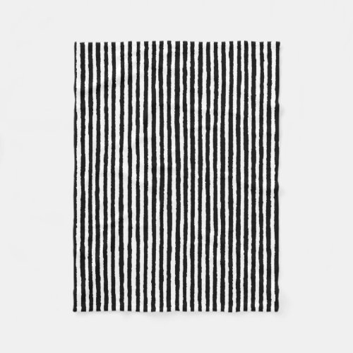 Retro Stripe Pattern Vertical Black and White BW Fleece Blanket