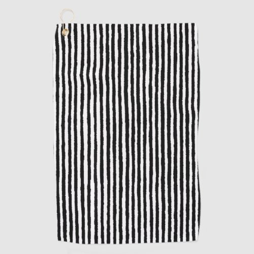 Retro Stripe Pattern Vertical Black and White BW Golf Towel