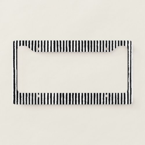 Retro Stripe Pattern Vertical Black and White BW License Plate Frame