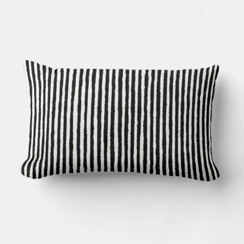 Retro Stripe Pattern Vertical Black and White BW Lumbar Pillow