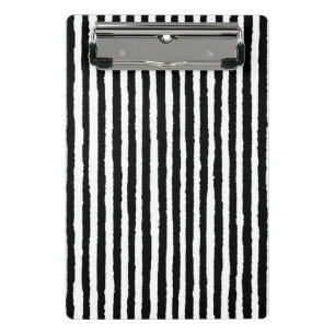 Retro Stripe Pattern Vertical Black and White BW Mini Clipboard