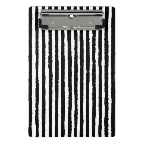 Retro Stripe Pattern Vertical Black and White BW Mini Clipboard