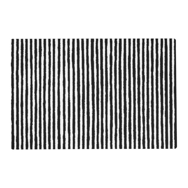Retro Stripe Pattern Vertical Black and White BW Placemat (Front)