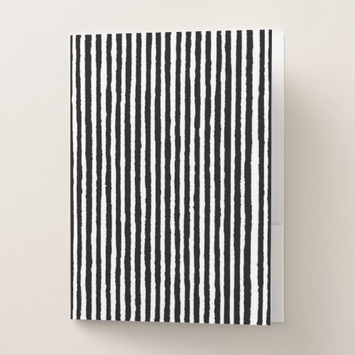 Retro Stripe Pattern Vertical Black and White BW Pocket Folder