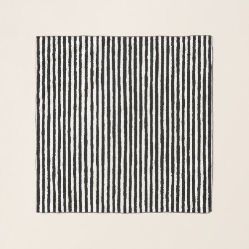 Retro Stripe Pattern Vertical Black and White BW Scarf