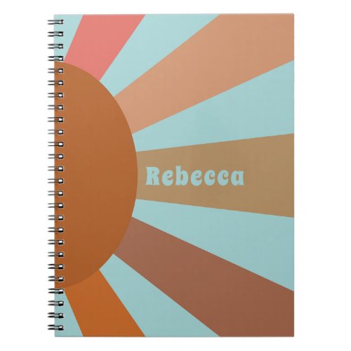 Retro Stripe Sunrise Name  Notebook