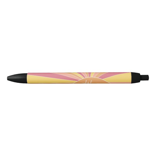 Retro stripe sunrise - pastel rainbow script name pen (Front)