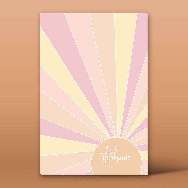 Retro stripe sunrise - pastel rainbow script name post-it notes (Custom Post-it Notepad)