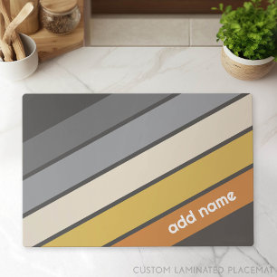 Retro Stripe - teal and gold - with name monogram Placemat