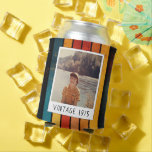 Retro Stripe Vintage 1975 50th Birthday Photo Can Cooler<br><div class="desc">Retro Stripe Vintage 1975 50th Birthday Photo Can Cooler.
Start the party right with this beer can cooler. Customize text and add a photo for a great birthday gift. Can be used for any age.</div>