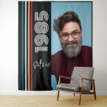 Retro Stripe Vintage 1985 40th Birthday  Photo Tapestry<br><div class="desc">.: 1985 (this can be changed,  however) - You will need a very high resolution photo for this to work! Make sure you let your photographer know what size you will be going up to. 
.: Retro Styling,  featuring primary colored stripes. Fully customizable.</div>