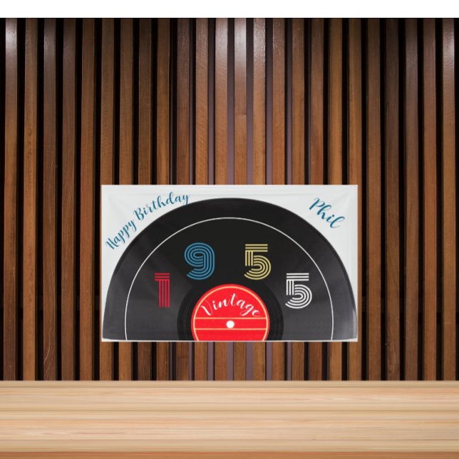 Retro Stripe Vinyl Record 1954 70th Birthday  Banner (Creator Uploaded)