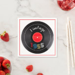 Retro Stripe Vinyl Record 1955 70th Birthday  Napkins<br><div class="desc">This Vintage design features retro-stripe numerals in primary colors on a background that looks like a vinyl record.</div>
