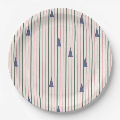 Retro Stripe with Trees Paper Plates