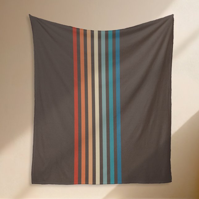 Retro Striped 70s Minimalist Fleece Blanket (Creator Uploaded)
