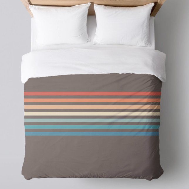 Retro Striped 70s Minimalist Pattern Duvet Cover (Creator Uploaded)
