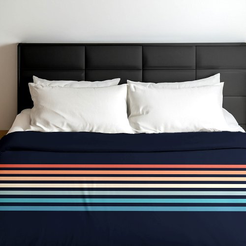 Retro Striped 70s Minimalist Pattern Duvet Cover