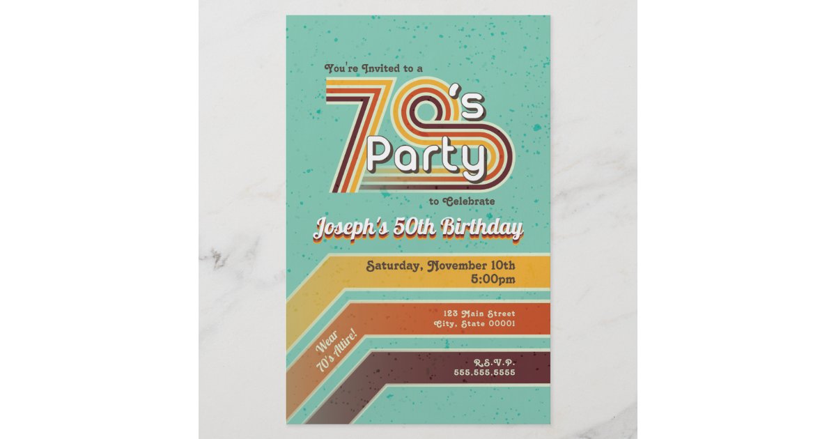 Personalized Retro Striped 70 S Party Invitation Flyer Zazzle Com