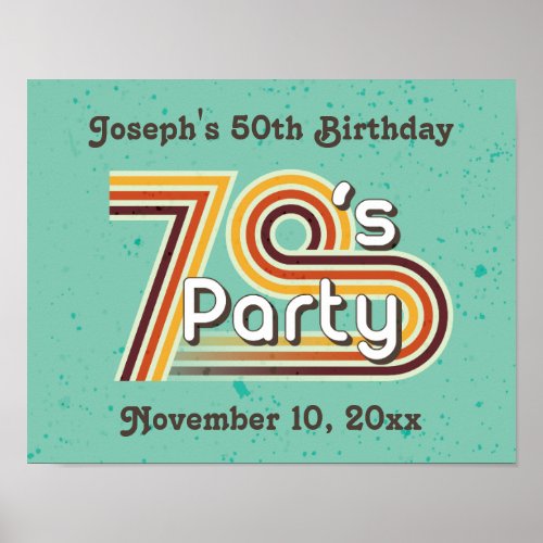 Retro Striped 70s Party Poster