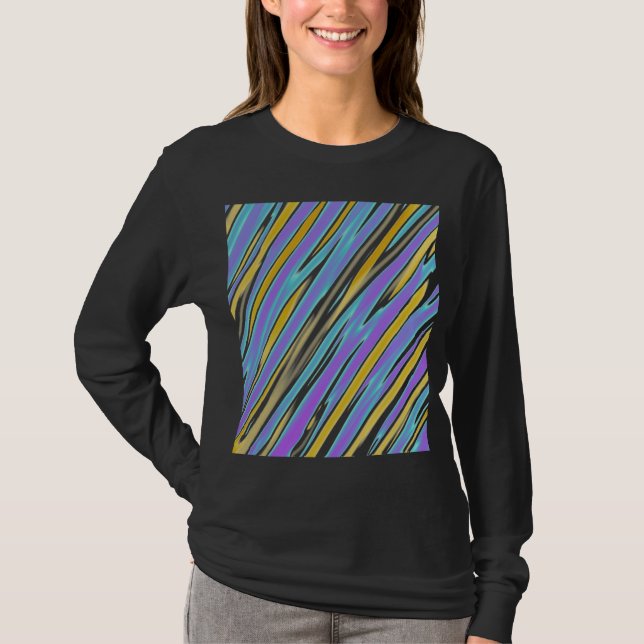 Retro Striped Abstract Art T-Shirt (Front)