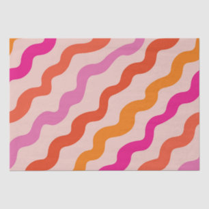 Retro Striped Abstract Waves Pink Red Orange  Tissue Paper