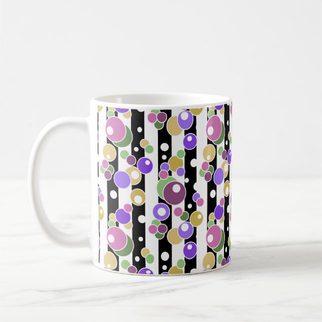 Retro, striped and polka dots coffee mug (Left)