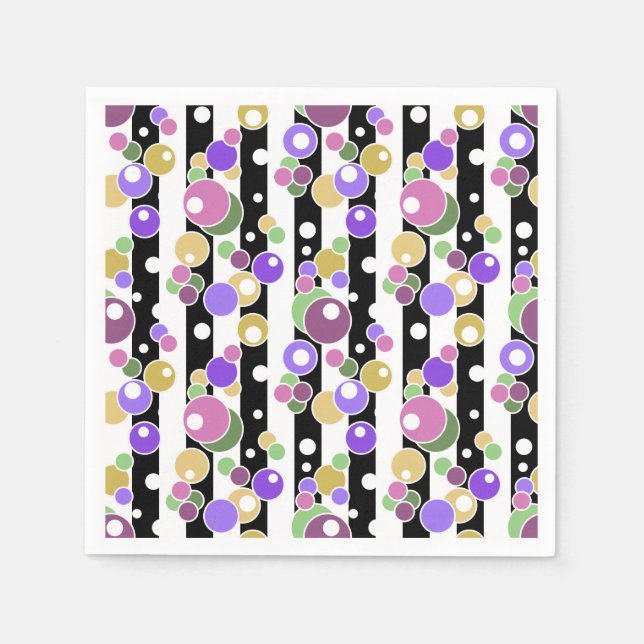 Retro, striped and polka dots napkins (Front)