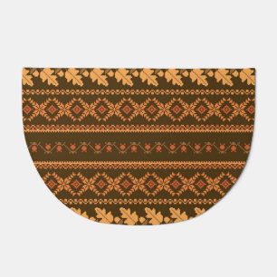 Retro Striped Autumn Cross-Stitch Doormat