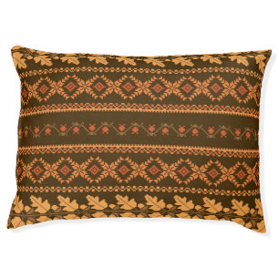 Retro Striped Autumn Cross-Stitch Pet Bed