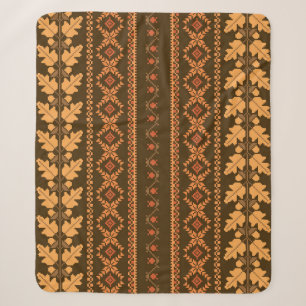 Retro Striped Autumn Cross-Stitch Sherpa Blanket