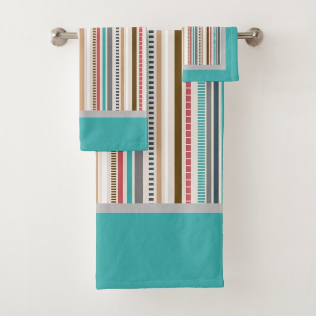Retro Striped Bath Towel Set (Insitu)