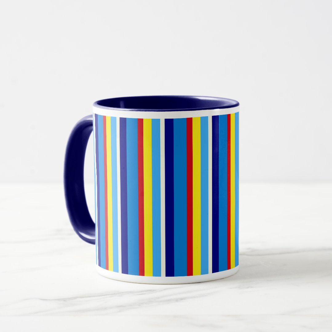 Retro Striped Coffee Mug (Front Left)
