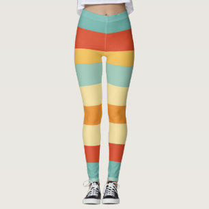 Retro striped color pattern leggings